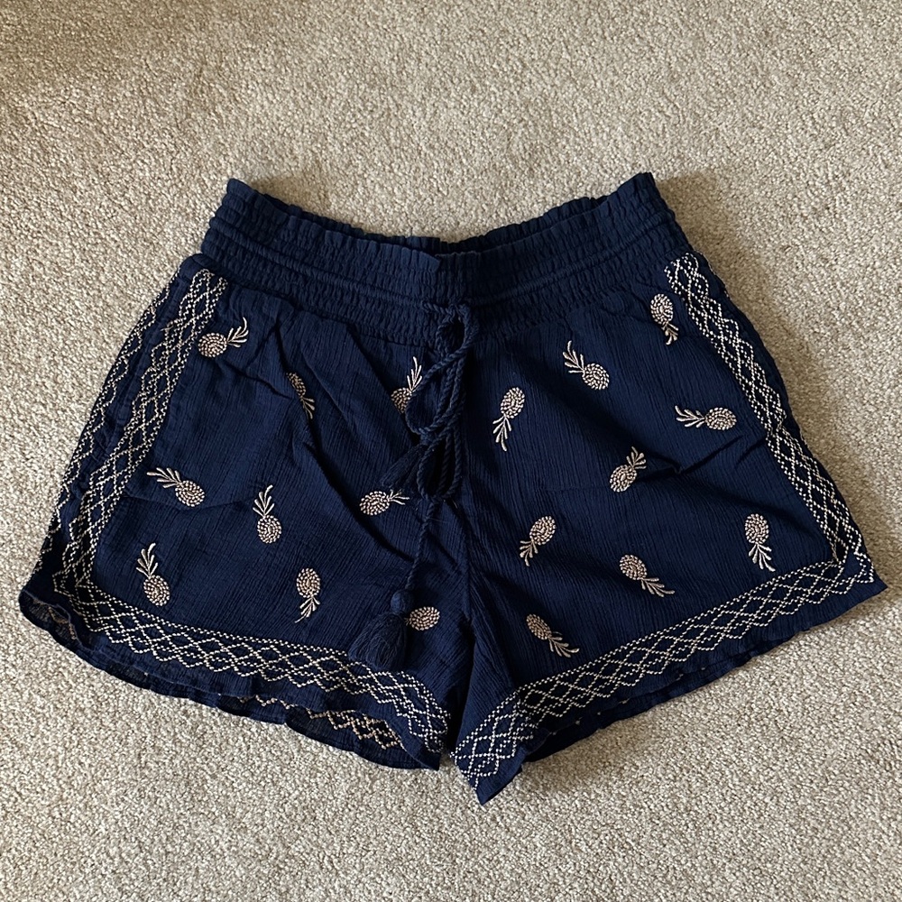 J. Crew Women’s Navy Pineapple Embroidered Drawstring Shorts
